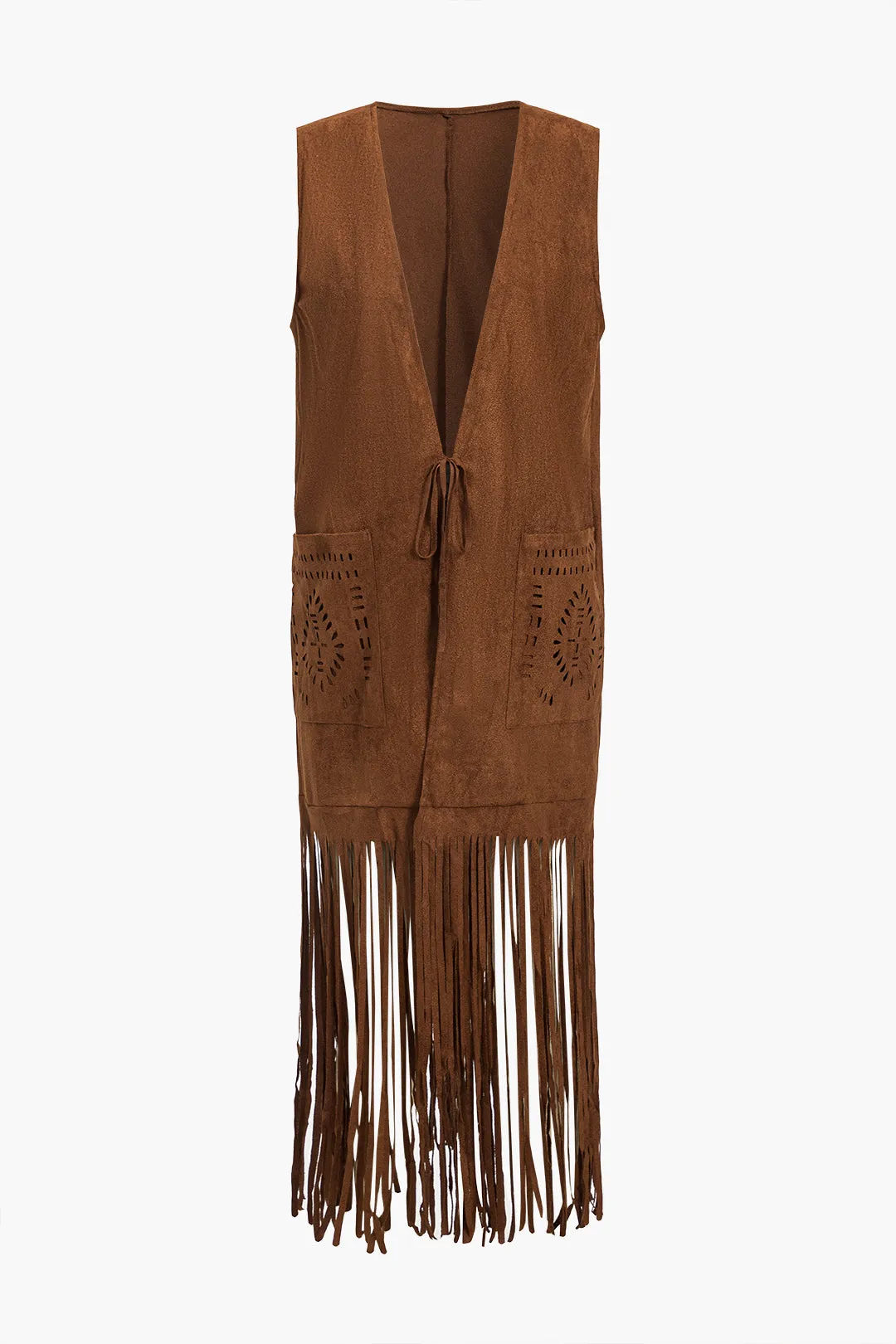 Fringe Cut Out Tie-up Pocket Vest sold by Micas