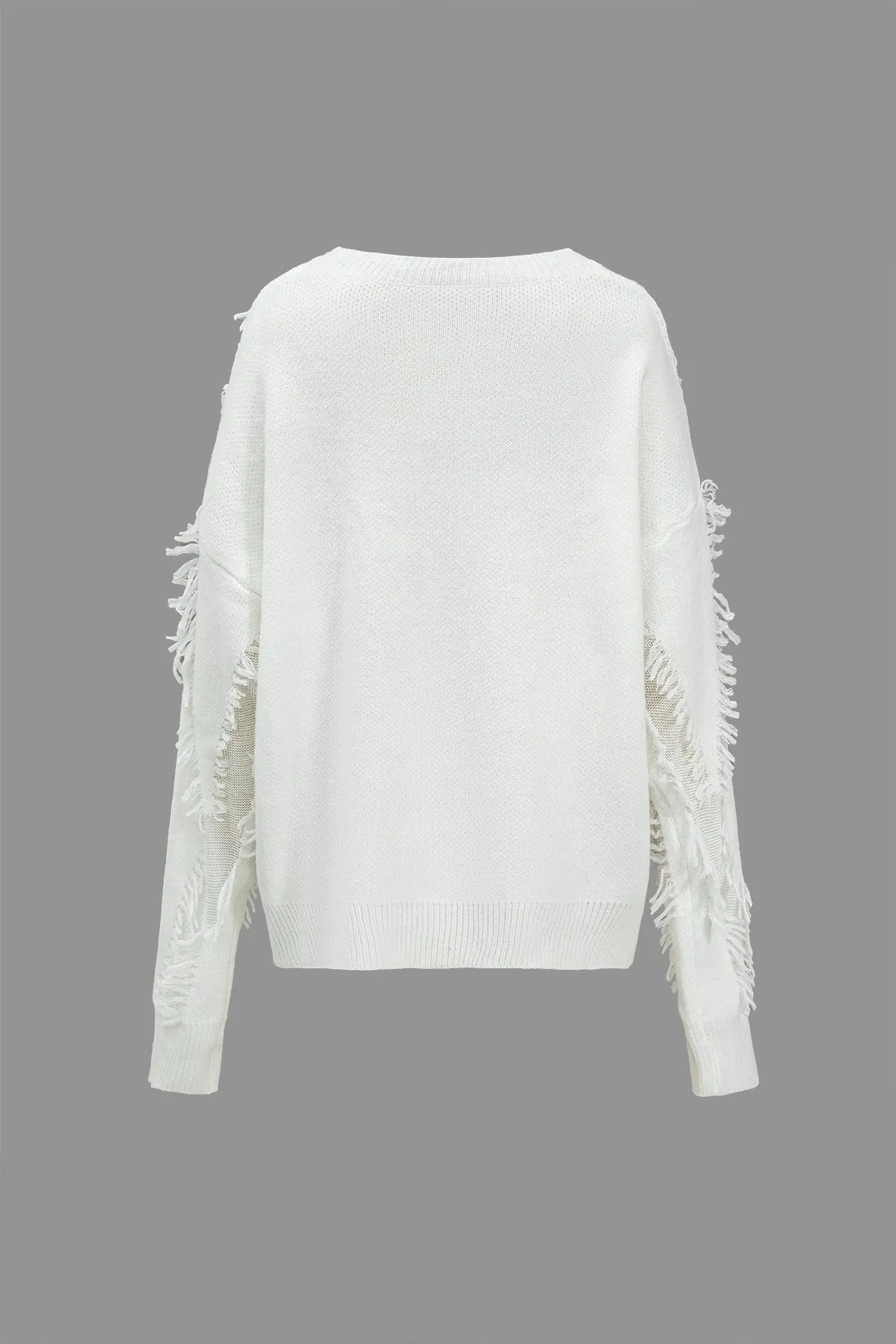 Knit Fringe Cut Out Long-Sleeve Top sold by Micas product image thumbnail 5