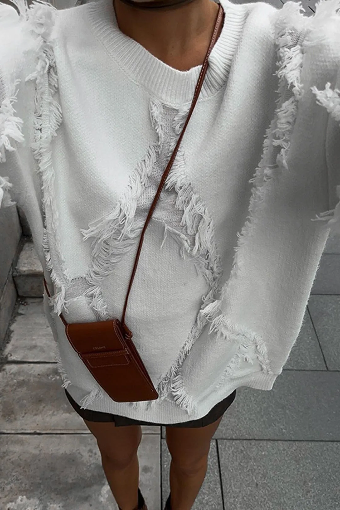 Knit Fringe Cut Out Long-Sleeve Top sold by Micas product image thumbnail 2