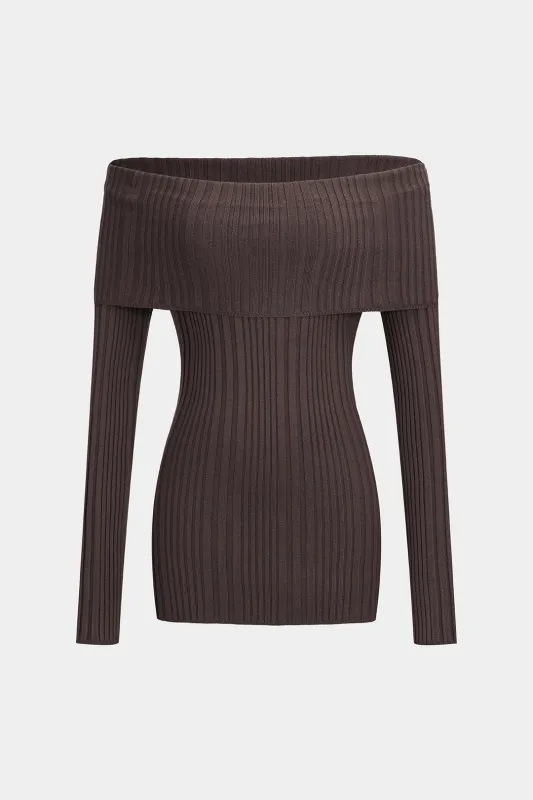 Knit Off-Shoulder Long-Sleeve Top sold by Micas