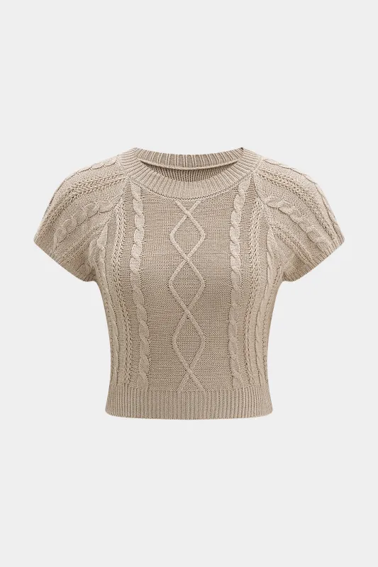 Cable Knit Short Sleeve Top made by Micas