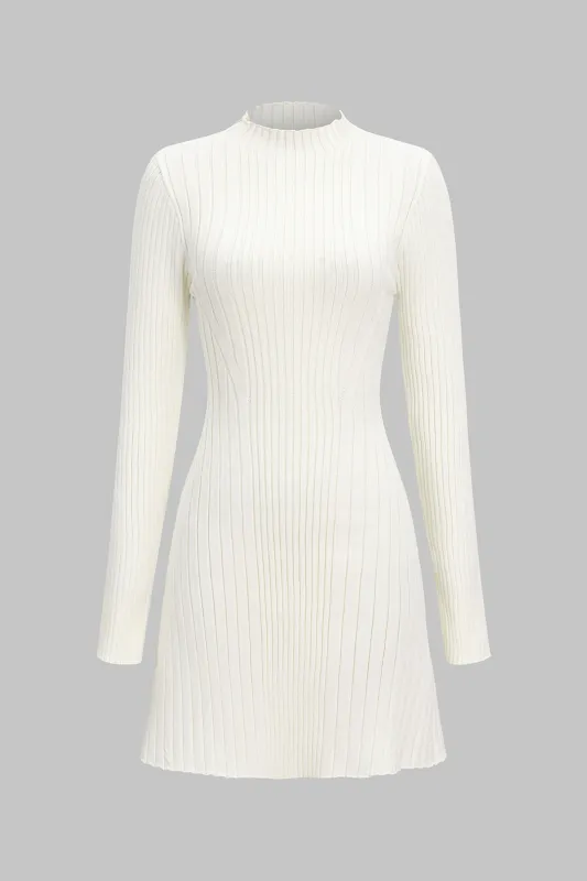 Knit Mock Neck Ribbed Long Sleeve Dress sold by Micas