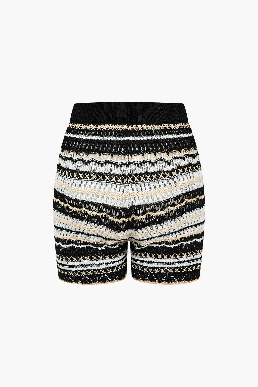 Knit Contrast Stripes Hollow Out Tank Top And Shorts Set sold by Micas product image thumbnail 5