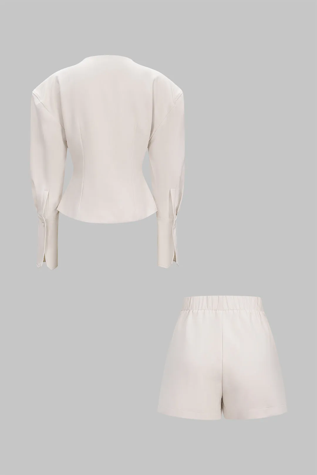 V-Neck Button Top And Button Waist Shorts Short Set sold by Micas product image thumbnail 3