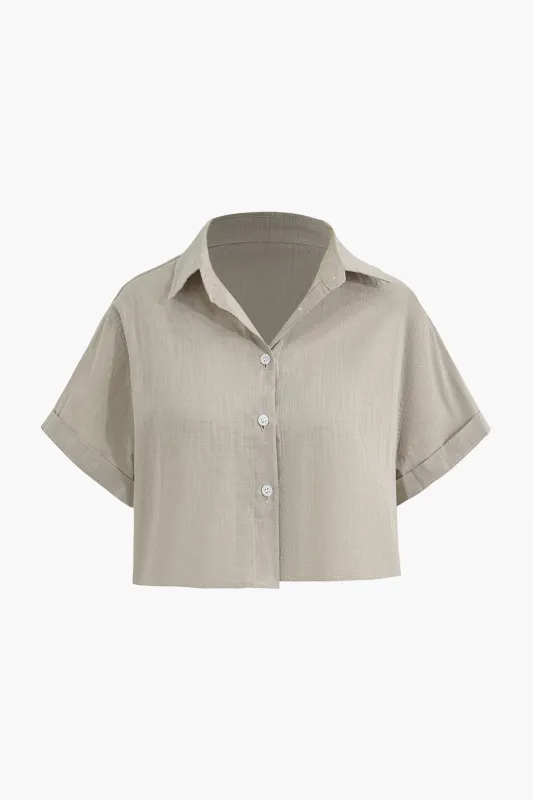 Solid Button Short-Sleeve Shirt sold by Micas