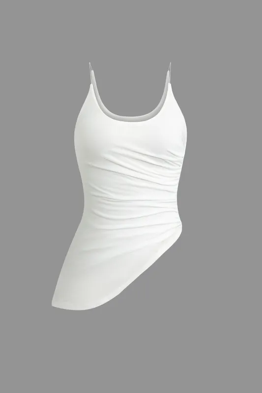 Ruched Asymmetrical Slip Cami Top sold by Micas