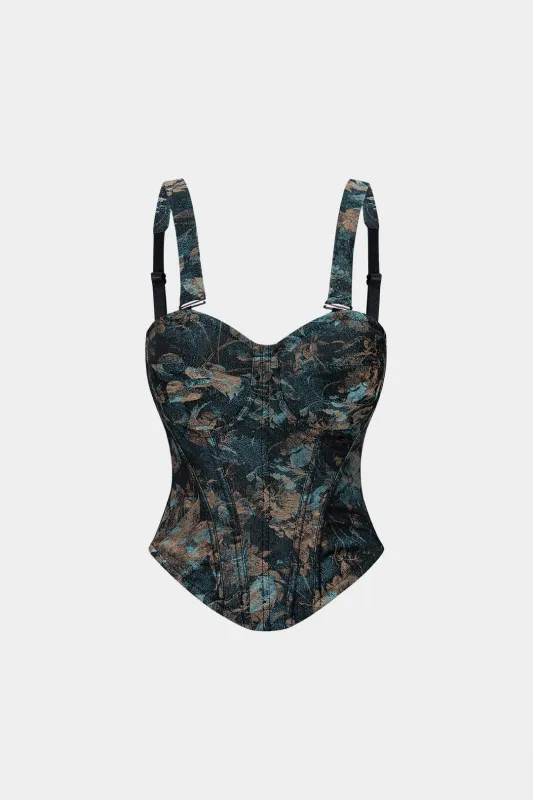 Floral Print Jacquard Slip Cami Top sold by Micas