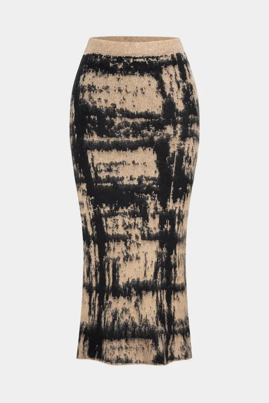 Knit Abstract Print Skirt sold by Micas