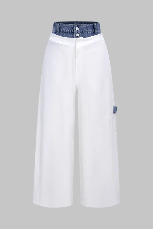 Double-Breasted Patchwork Wide Leg Pants sold by Micas