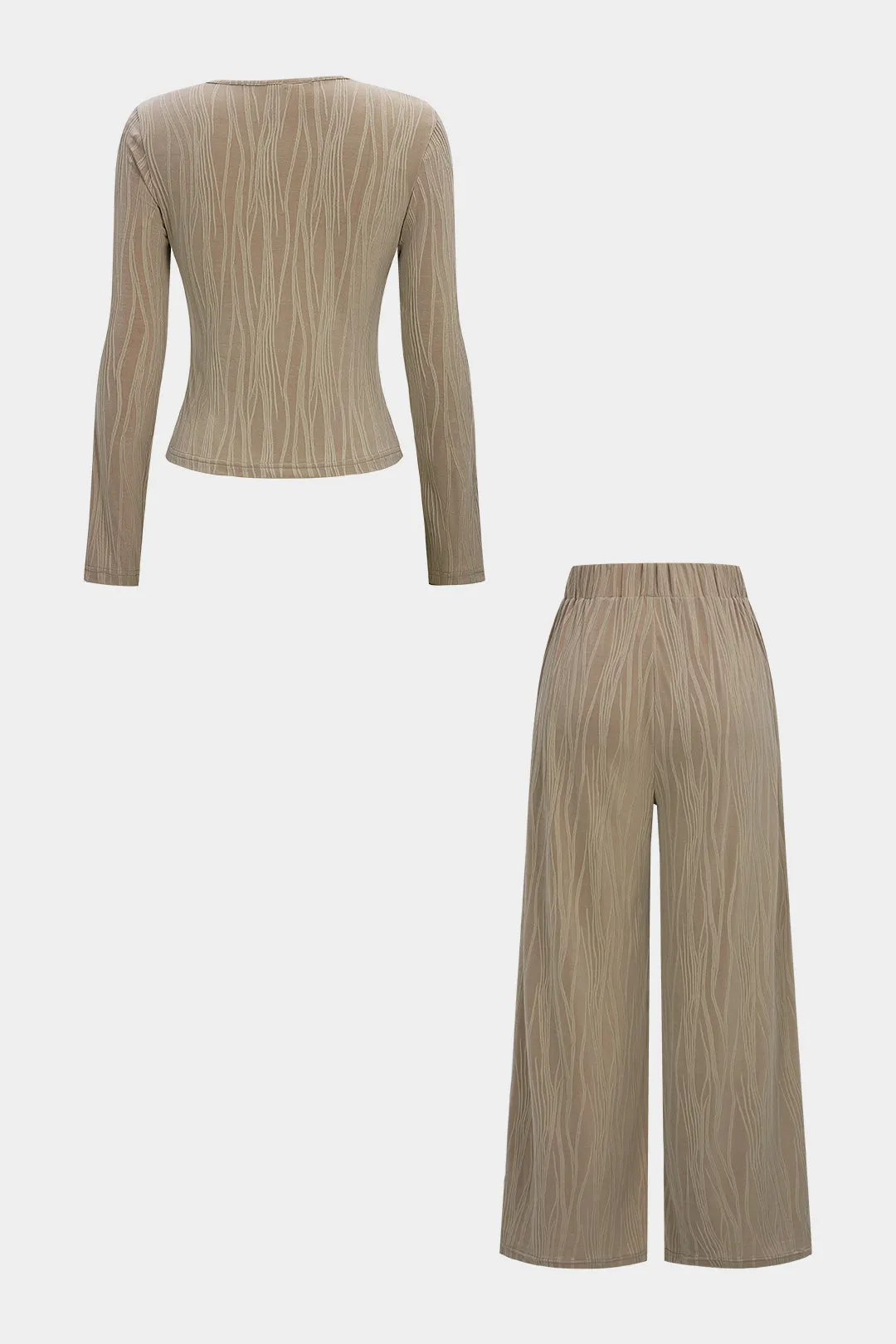 Metallic Ruched Long-Sleeve Top And Pants Set sold by Micas product image thumbnail 2