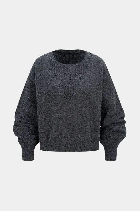 Knit Tank Top And V-Neck Long-Sleeve Top Set sold by Micas