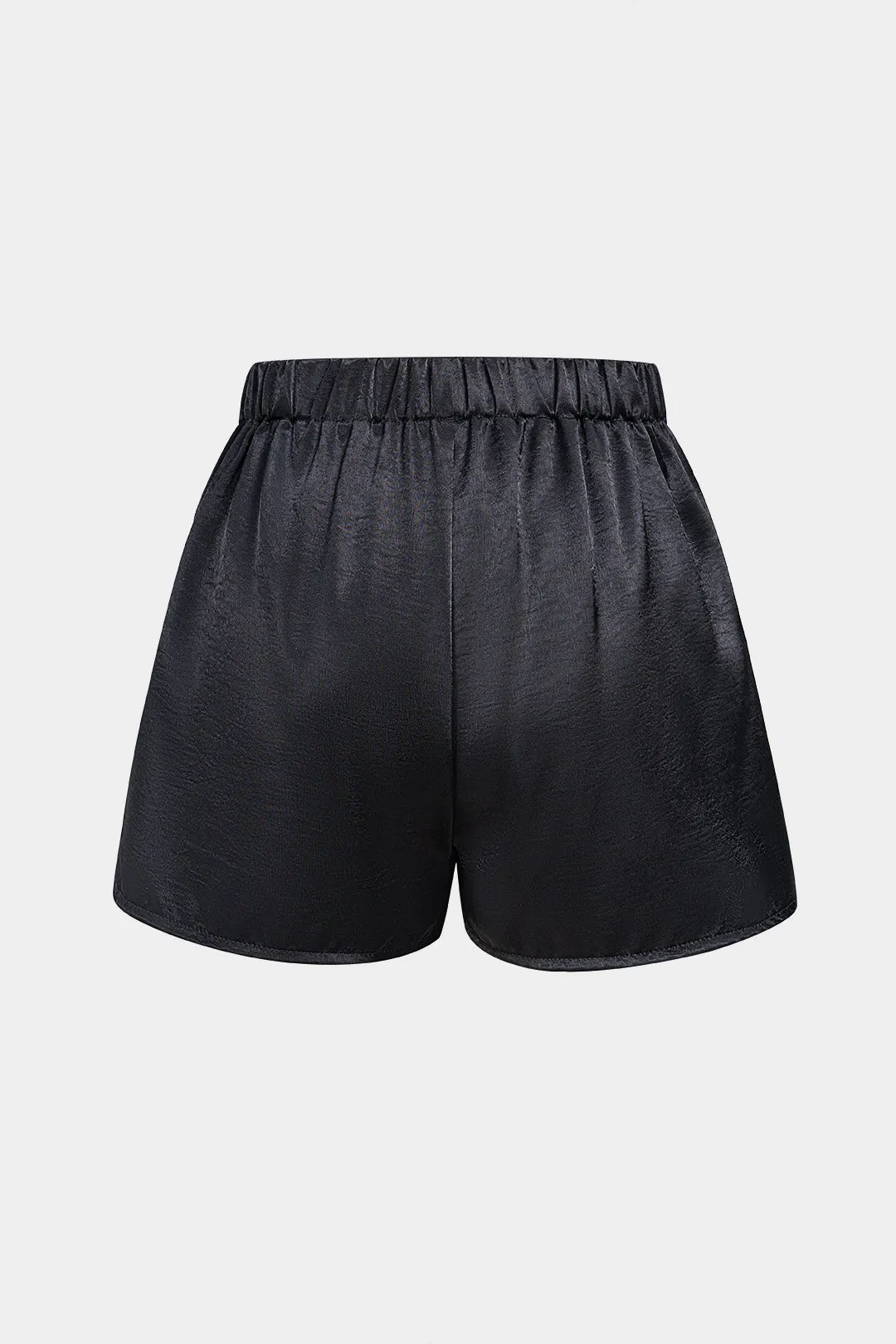 Satin Patchwork Lace Trim Wide Leg Shorts sold by Micas product image thumbnail 2