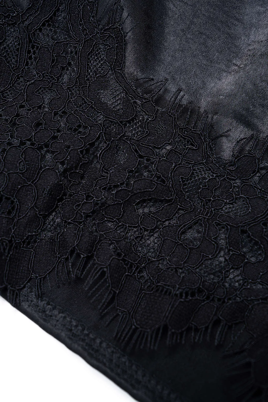 Satin Patchwork Lace Trim Wide Leg Shorts sold by Micas product image thumbnail 3