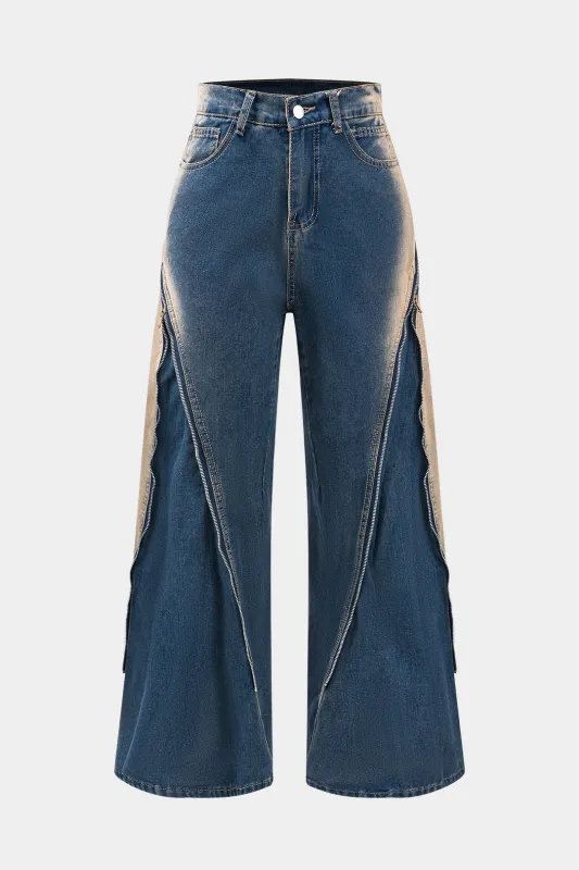 Denim Ombre Print Zipper Jeans sold by Micas