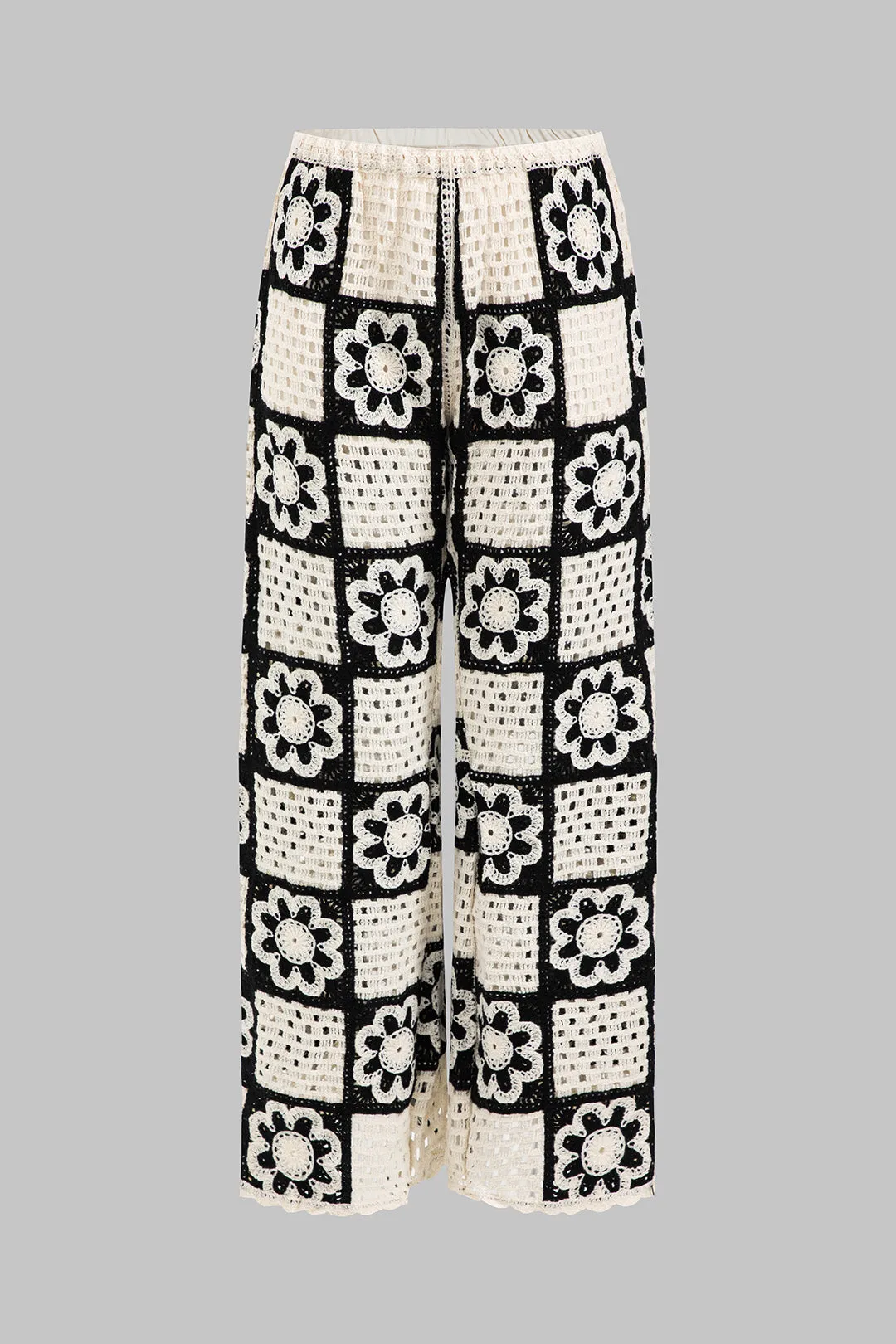 Knit Contrast Cut Out Wide Leg Pants sold by Micas