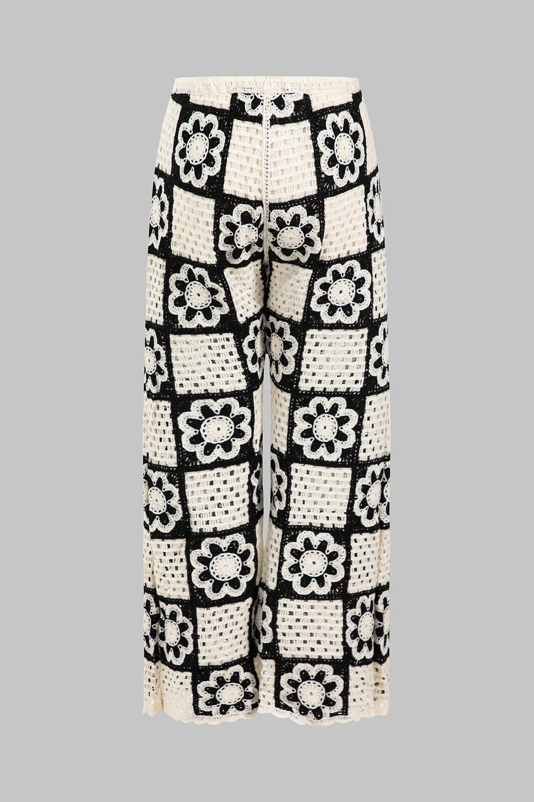 Knit Contrast Cut Out Wide Leg Pants sold by Micas product image thumbnail 2