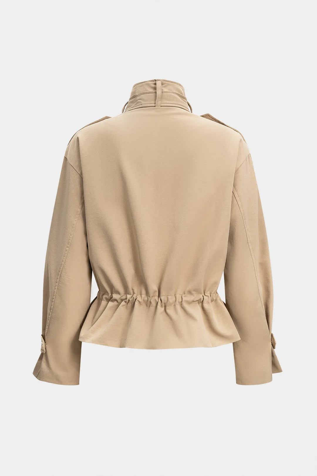 High Collar Pocket Drawstring Long Sleeve Jacket sold by Micas product image thumbnail 2