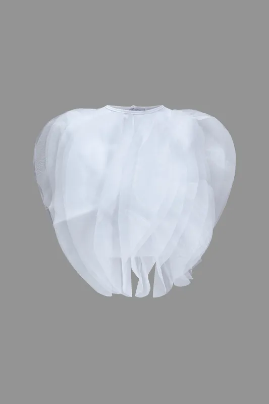 Chiffon Ruffle Detail Short-Sleeve Shirt sold by Micas