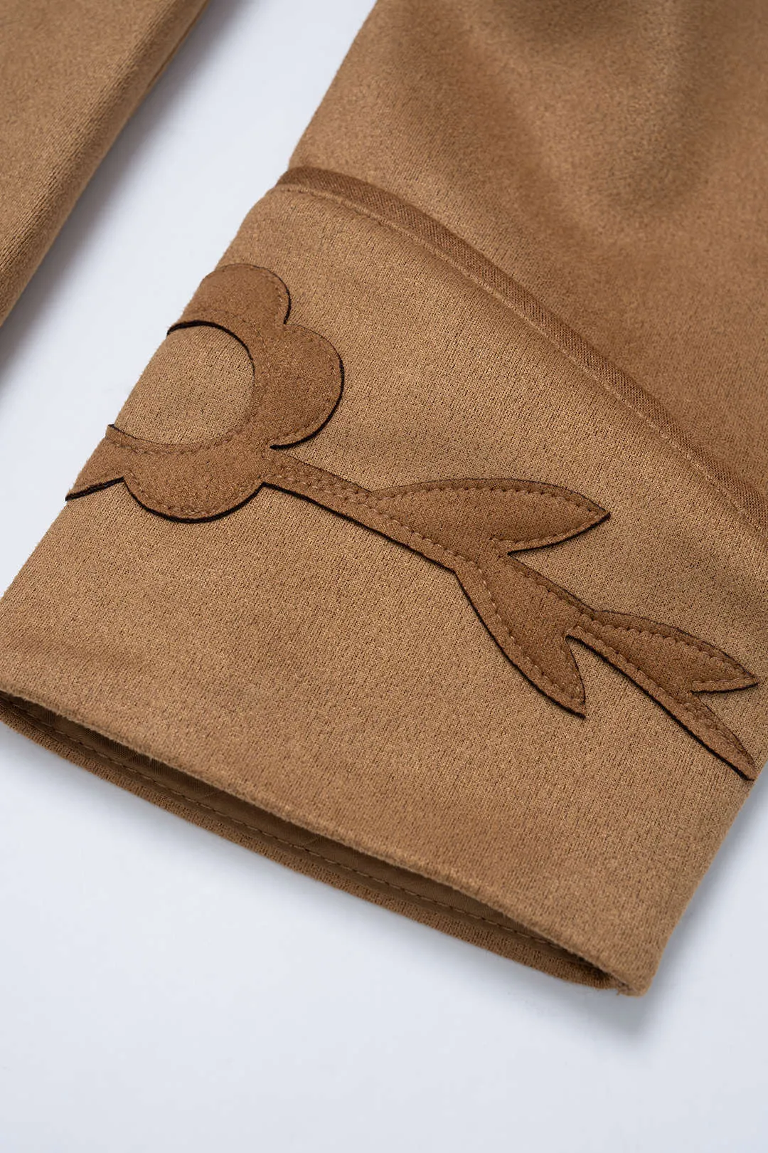 Flower appliques Suede Patchwork Button Jacket sold by Micas product image thumbnail 5