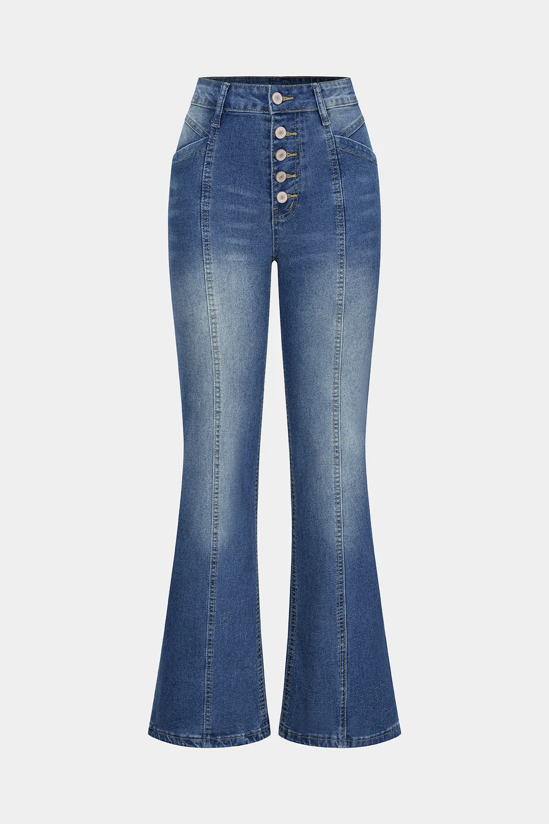 Denim Button Straight Leg Jeans sold by Micas