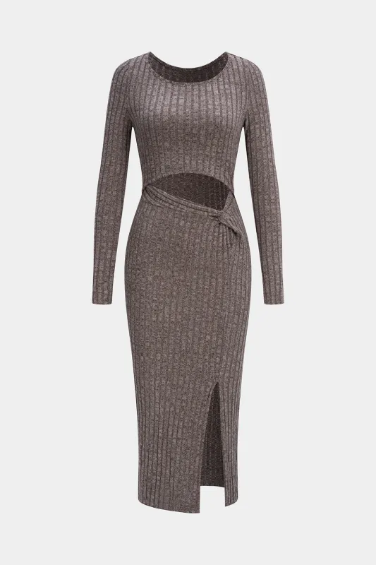 Knit Ribbed Cut Out Asymmetrical Dress sold by Micas