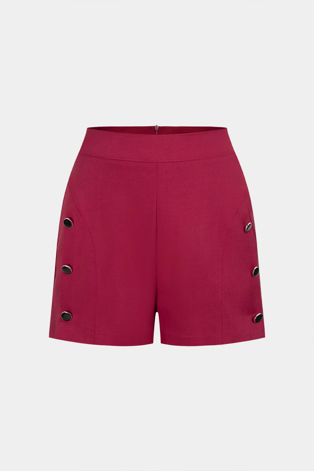 Solid Button Low Waist A-Line Shorts sold by Micas