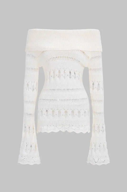 Knit Off Shoulder Cut Out Long-Sleeve Top sold by Micas
