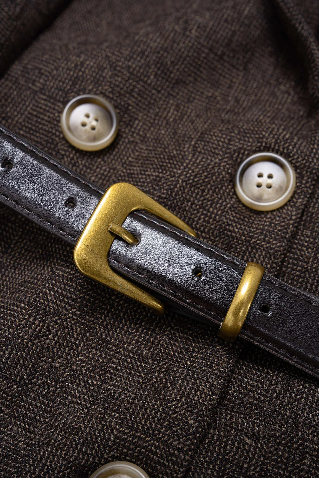 Notched Lapel Double Breasted Belted Jacket sold by Micas product image thumbnail 3