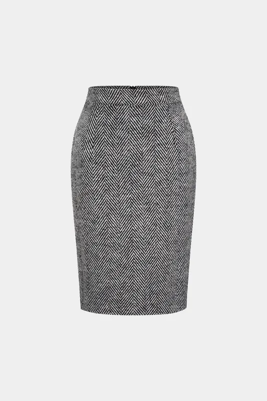 Houndstooth Print Woolen High Waist A-Line Skirt sold by Micas