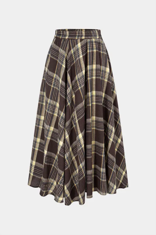 Plaid Print Irregular Hem High Waist Skirt sold by Micas