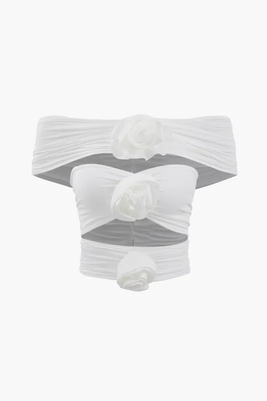 Off Shoulder 3D Flower Decor Cut Out Tube Top sold by Micas