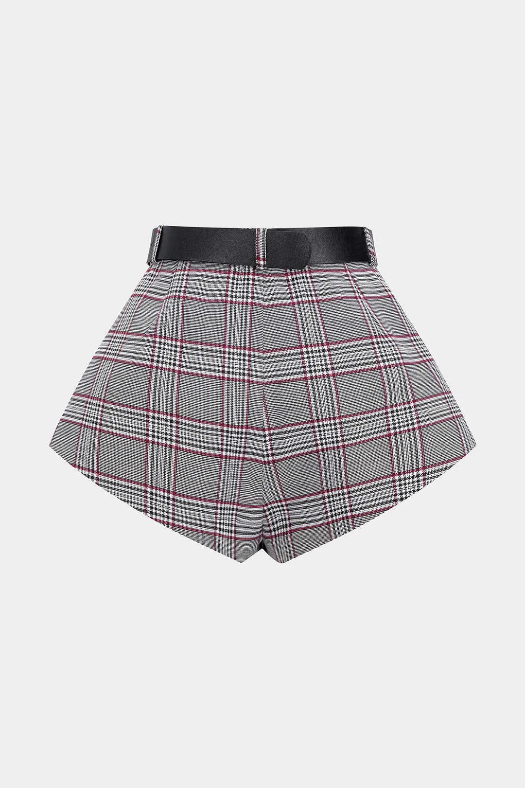 Plaid Print Belted Zipper Shorts sold by Micas product image thumbnail 2