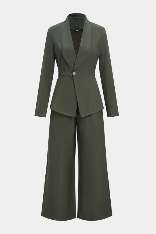 V-Neck Blazer And Wide Leg Pants Set sold by Micas