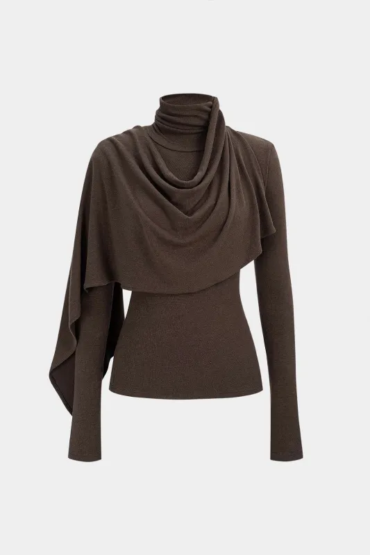 Solid High Callor Ruched Long-Sleeve Top sold by Micas