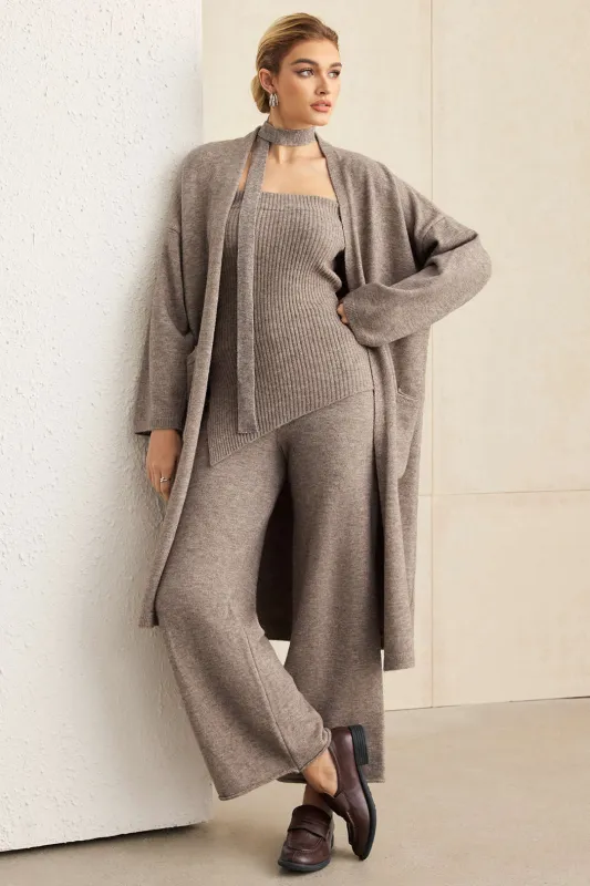 Knit 3PC Solid Cardigan And Straight Leg Pants Set sold by Micas
