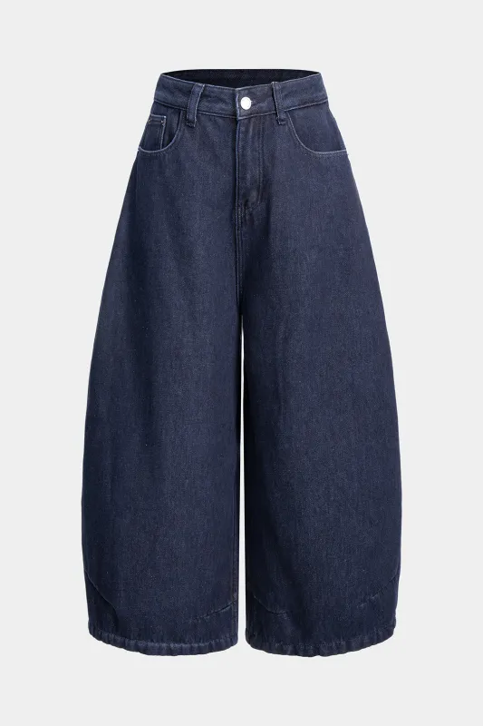 Denim Zipper Pocket Wide Leg Jeans sold by Micas