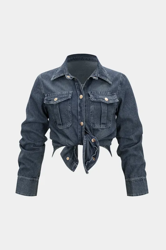 Denim Button Pocket Long Sleeve Shirt sold by Micas