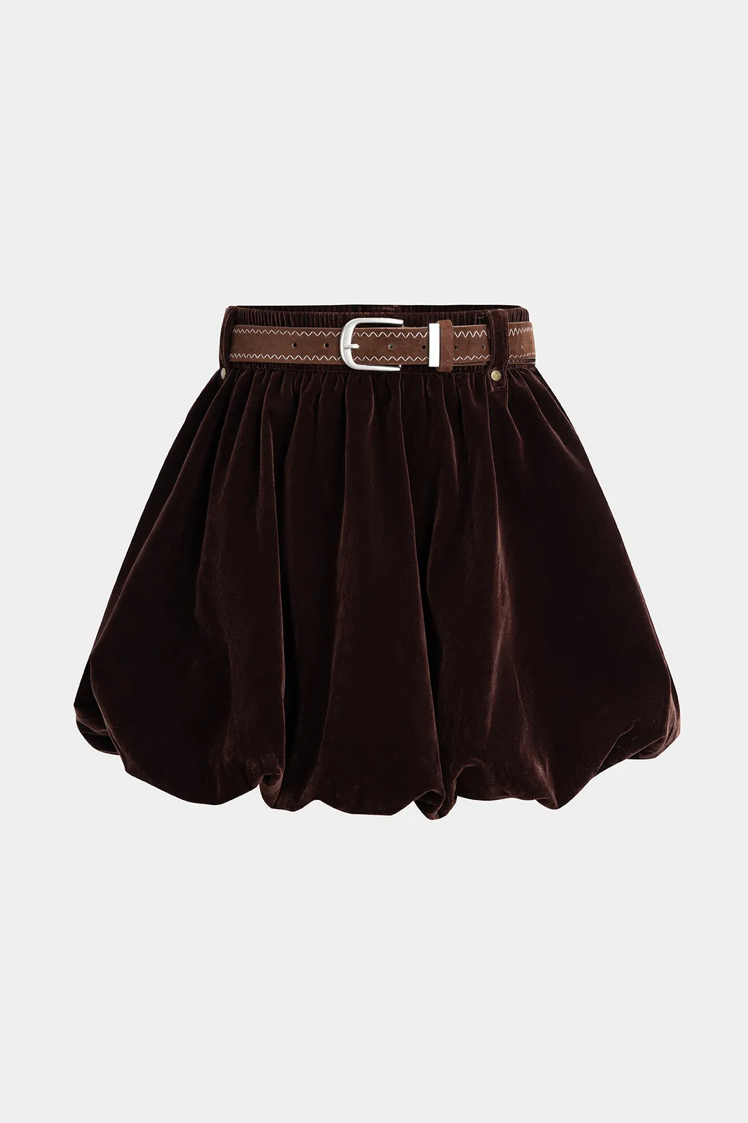 Velvet Belted Flared Mini Skirt sold by Micas