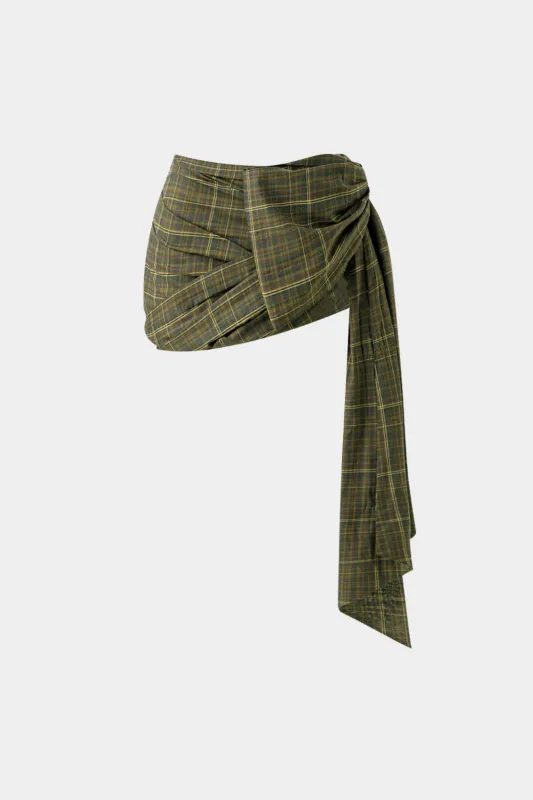 Plaid Print Asymmetrical Skirt sold by Micas