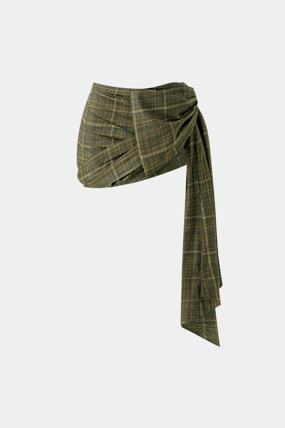 Plaid Print Asymmetrical Skirt sold by Micas