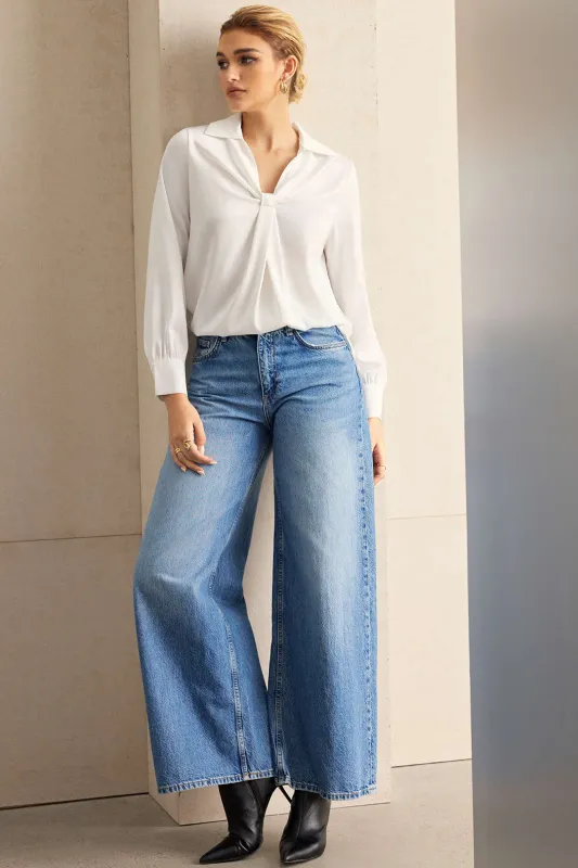 Satin Ruched Long-Sleeve Shirt sold by Micas