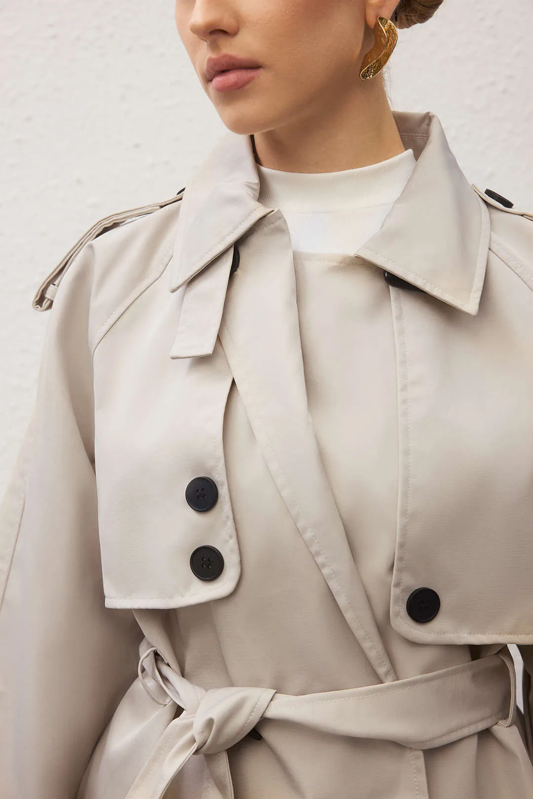 Lapel Button Belted Coat sold by Micas product image thumbnail 3