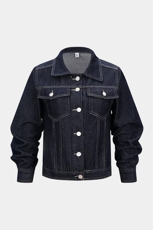 Denim Buttoned Pocket Outerwear sold by Micas