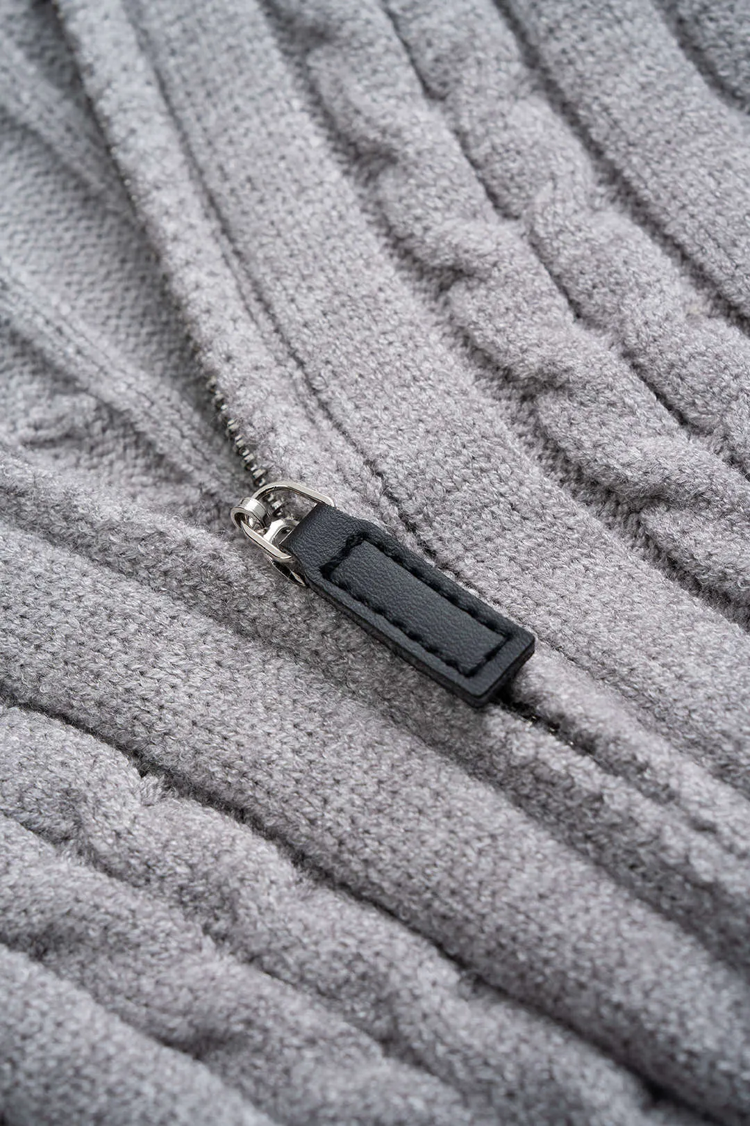 Cable Knit Zipper Hooded Cardigan sold by Micas product image thumbnail 3