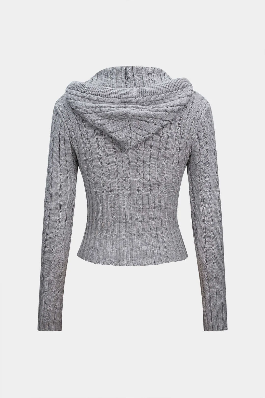 Cable Knit Zipper Hooded Cardigan sold by Micas product image thumbnail 2