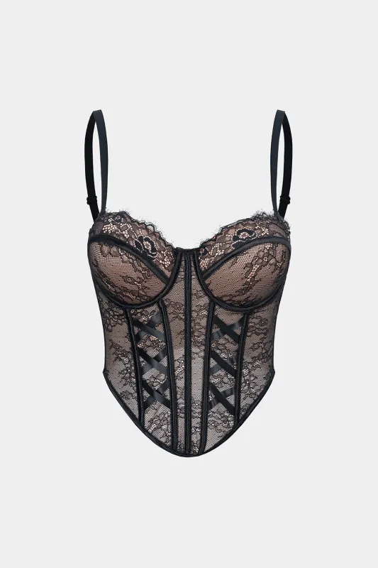 Lace Slip Bustier Sleeveless Cami Top sold by Micas