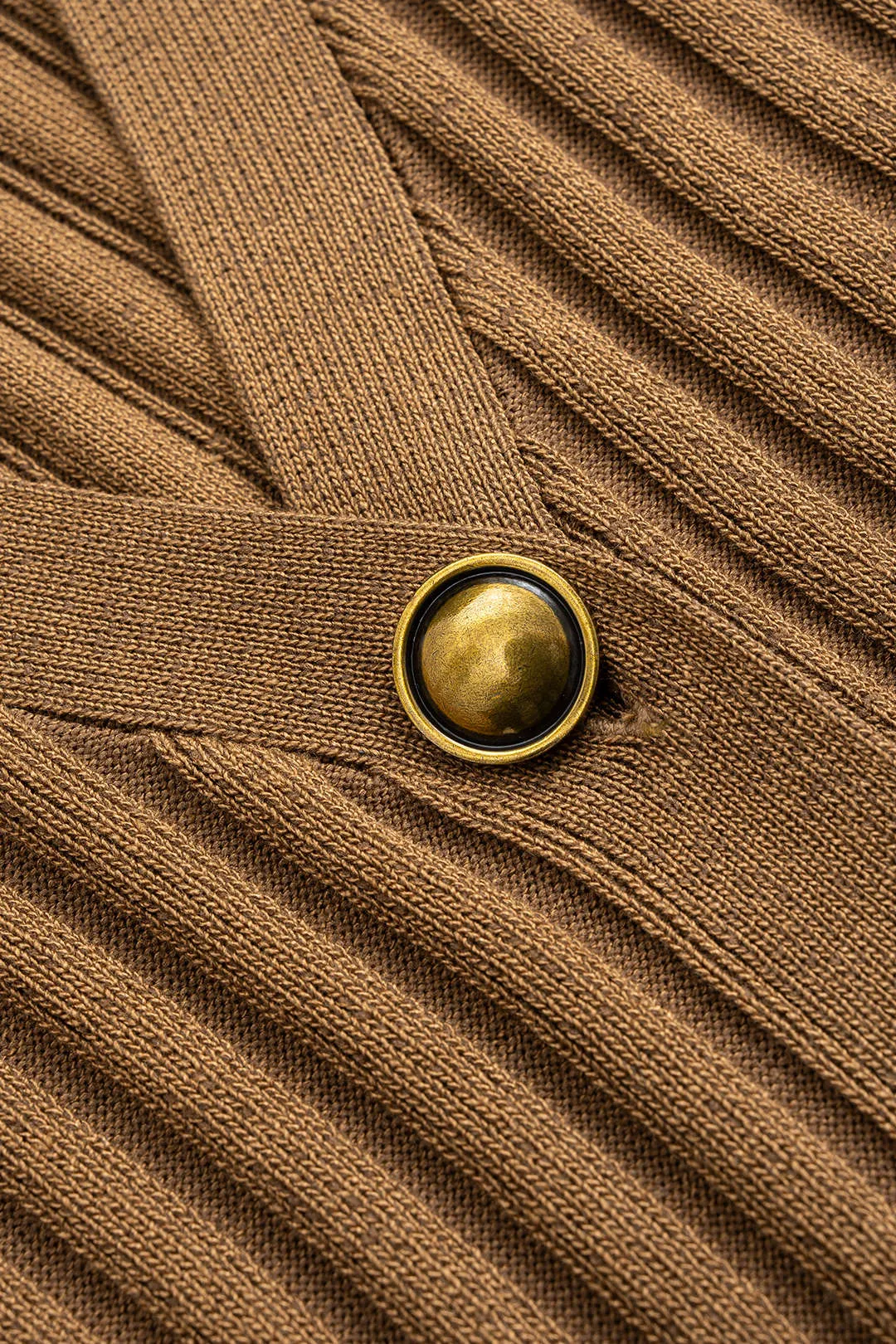 Knit V-Neck Puff Hem Ribbed Long-Sleeve Top sold by Micas product image thumbnail 3