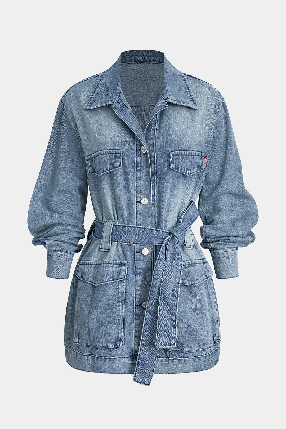 Denim Tie-Up Pocket Long Sleeve Outerwear sold by Micas