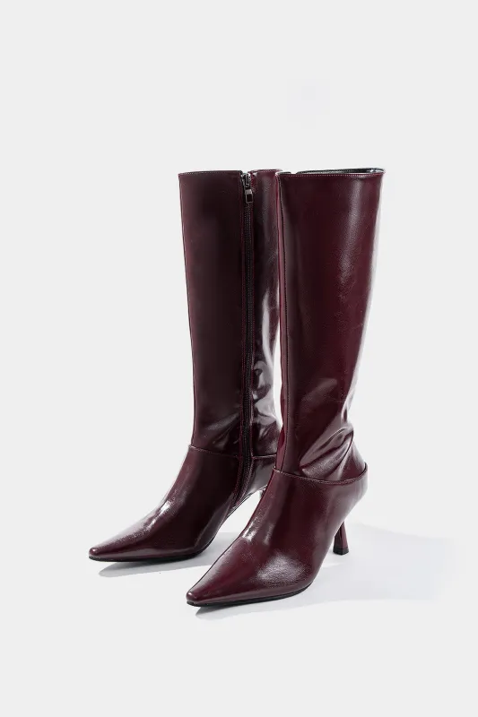 Leather Zipper Pointed Mid Calf Boots sold by Micas
