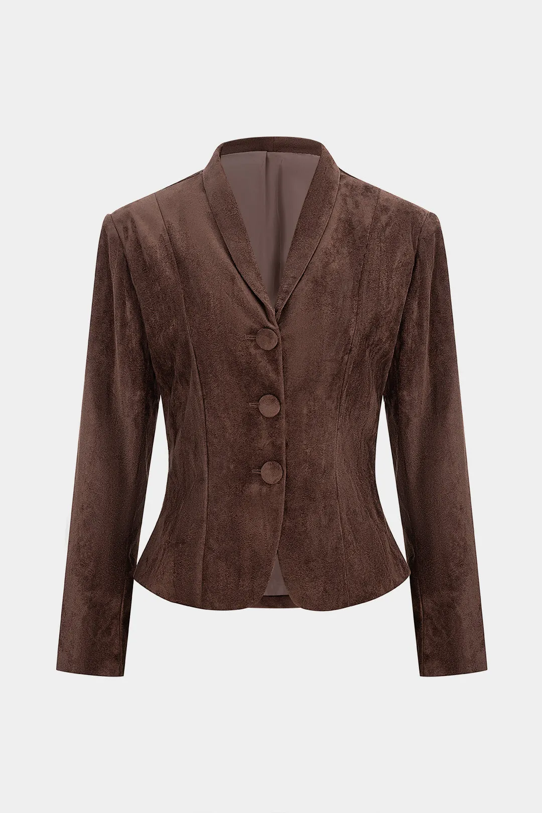 Suede Button Long Sleeve Jacket sold by Micas